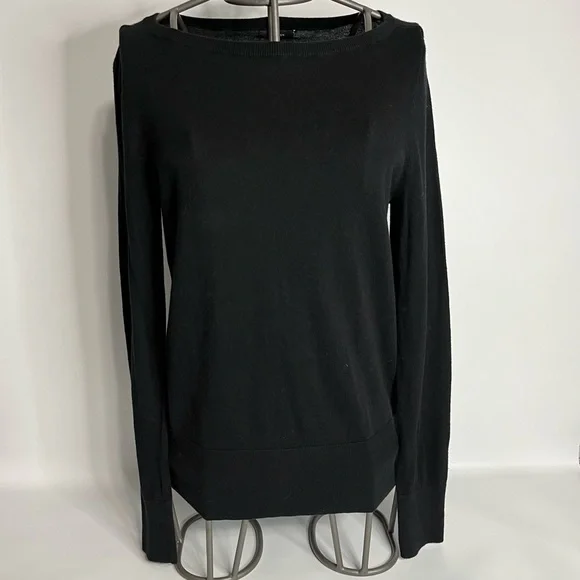 Halogen Black Boat Neck Pima Cotton & Viscose Sweater Size Medium - Picture 2 of 11